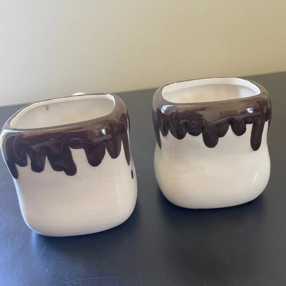 Set of 4 Marshmallow Mini Mugs Kawaii Cute Faces Hot Chocolate Kids Children Fun